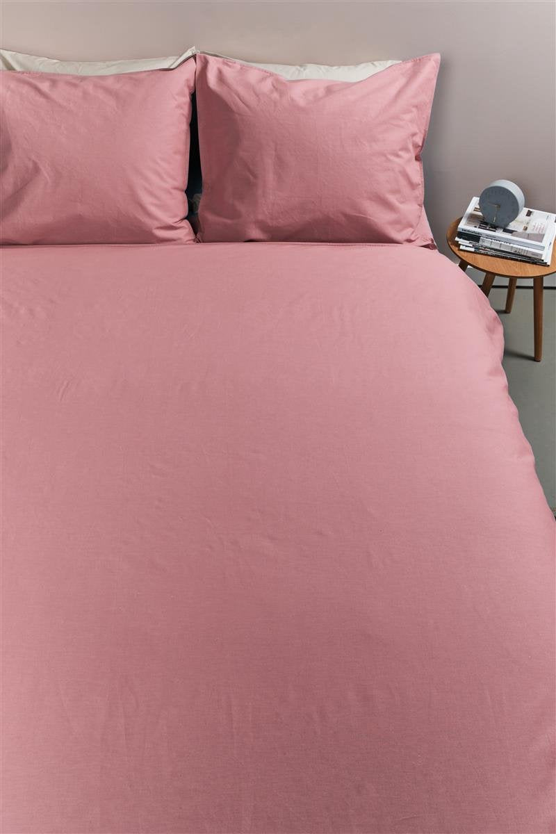 Housse de couette Ambiante coton uni - uni - double - 200x200 220 - rose