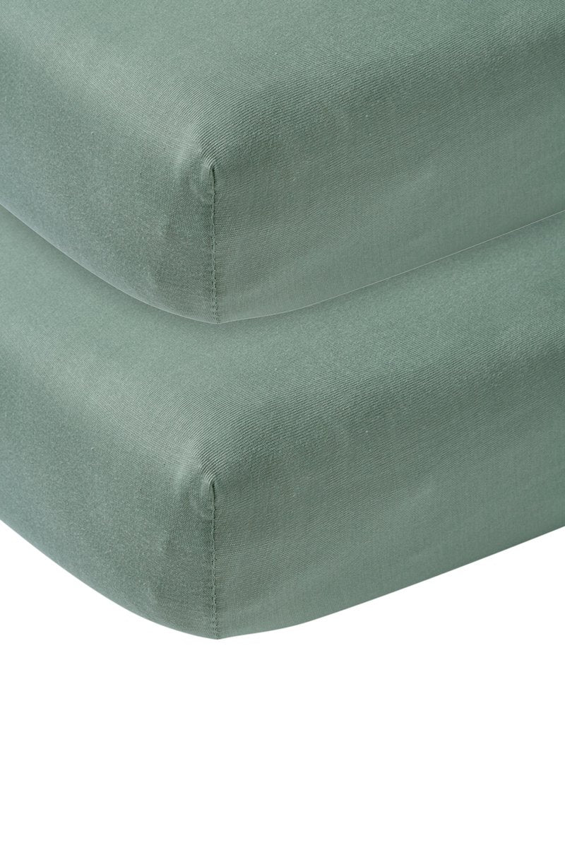 Drap-housse pour berceau Meyco baby uni - lot de 2 - vert pierre - 40x80 90cm