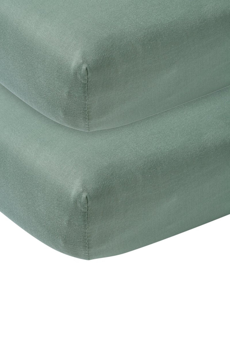 Drap-housse pour berceau Meyco baby uni - lot de 2 - vert pierre - 40x80 90cm