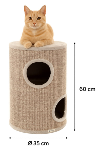 Griffoir Flamingo pour chats – Griffoir greta gris naturel marron clair s – ø35x60 cm – meuble griffoir compact et élégant –
