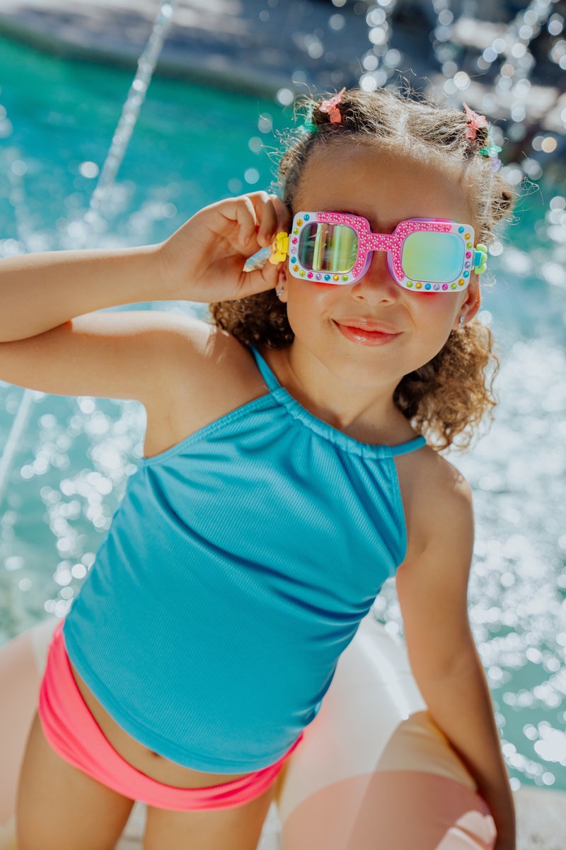 Bling2o lunettes de natation enfants - jolie fille coquelicot - lunettes de plongée - anti-buée - protection UV - multicolore