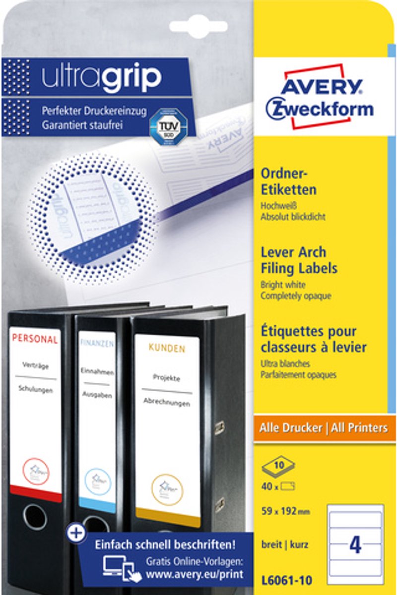 Avery folder label Zweckform permanent 192 x 59 mm 40 pieces