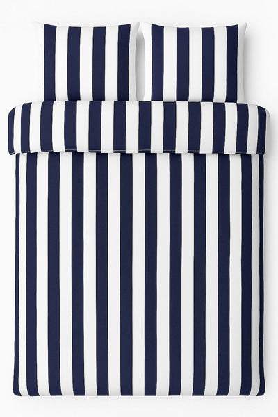 Vtwonen - housse de couette à rayures verticales - lits jumeaux - 240x200 220cm - bleu marine