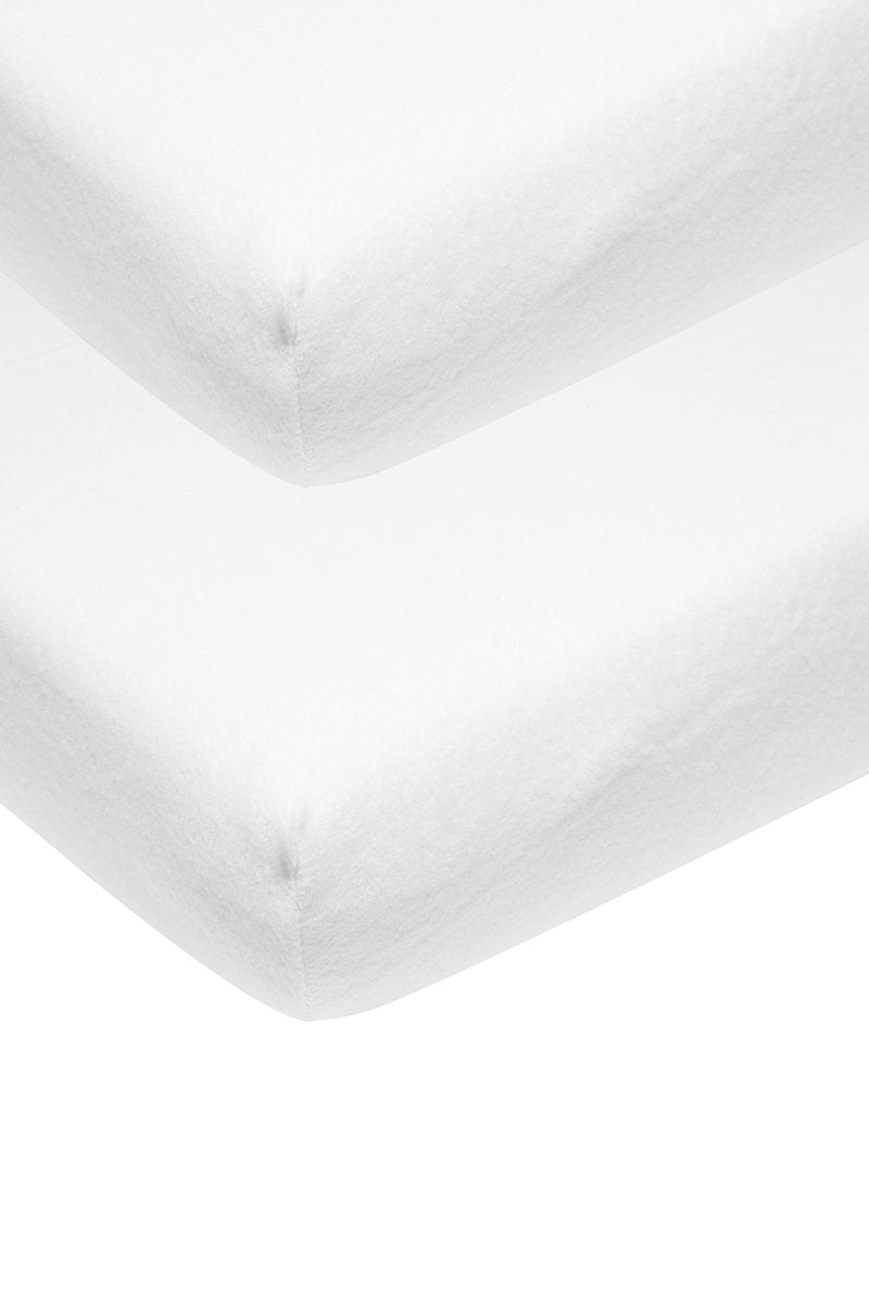 Drap-housse extensible Meyco baby uni molton - lot de 2 - blanc - 60x120cm