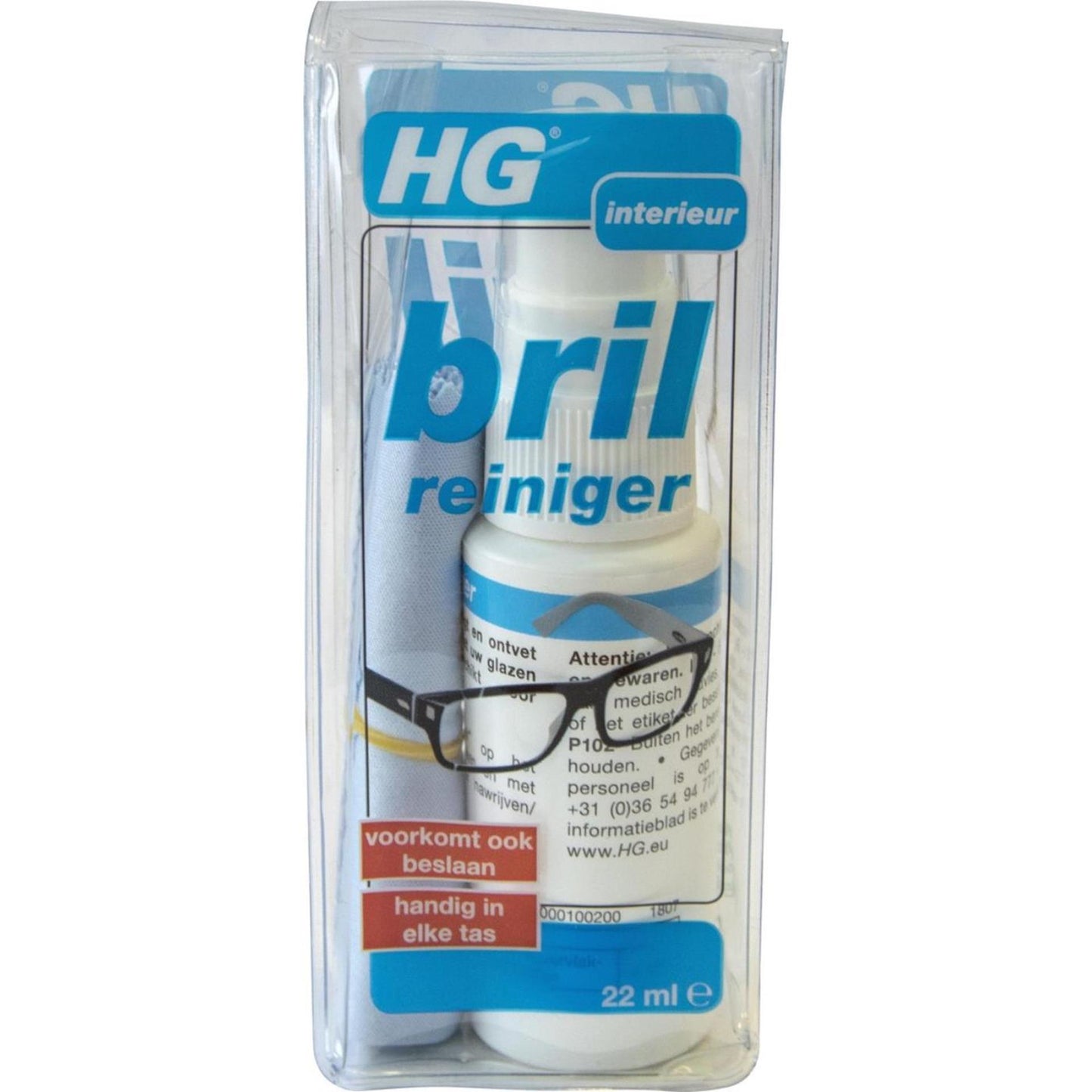 Hg nettoyant pour lunettes 22 ml avec chiffon
