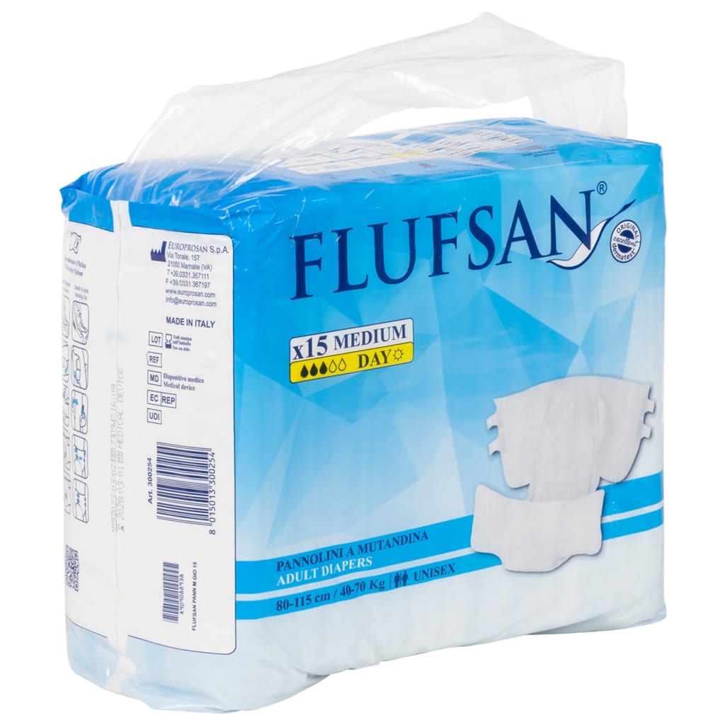 Vidaxl Flufsan Incontinentile Diaper 15 PCS Taille m