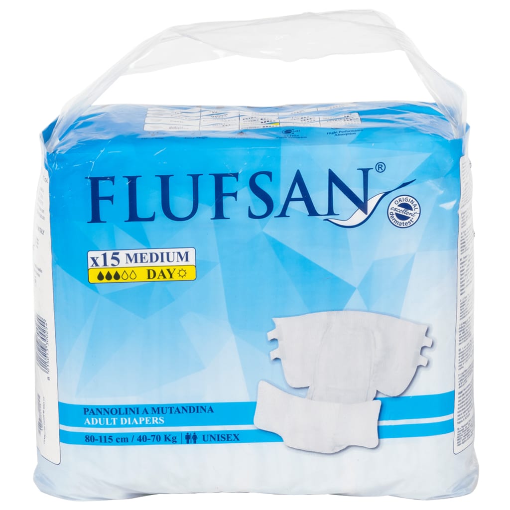 Vidaxl Flufsan Incontinentile Diaper 15 PCS Taille m