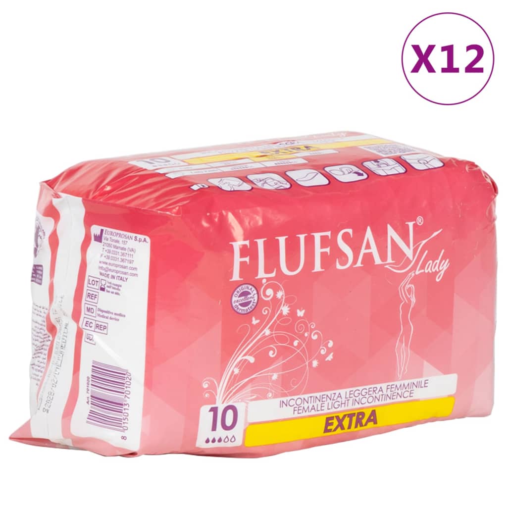 Vidaxl Flufsan Incontinence Matériau pour les femmes 120 PCS