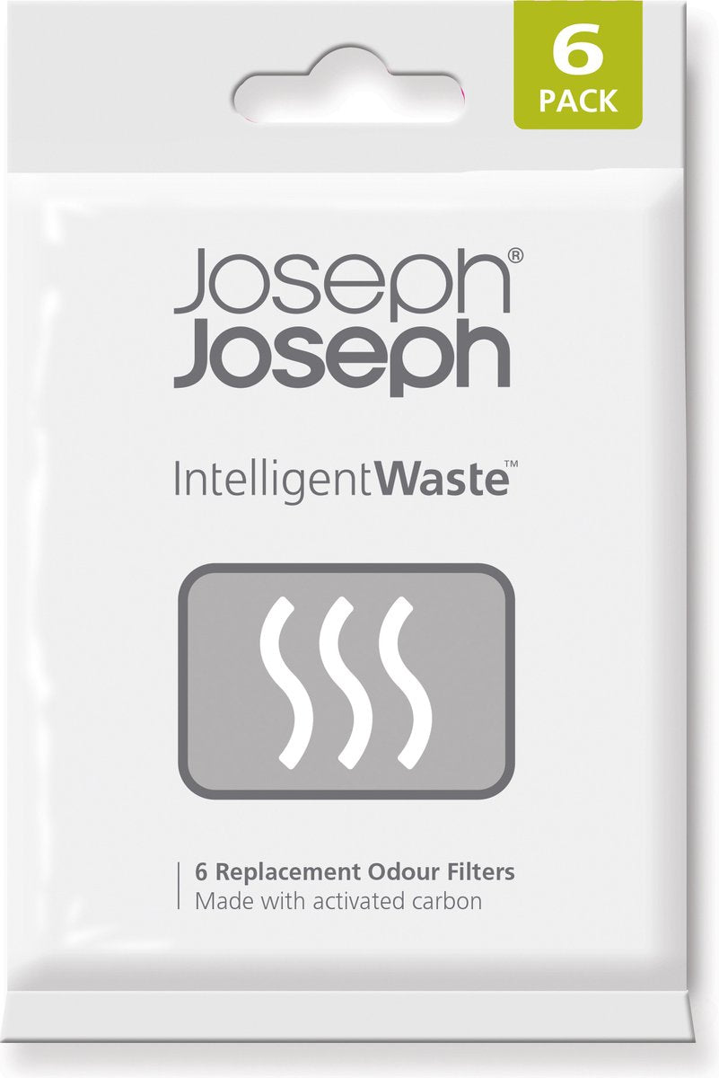 Joseph Joseph filtres à odeurs de remplacement déchets intelligents - filtres à charbon actif pour systèmes de déchets totem et titan stack - paquet de 6