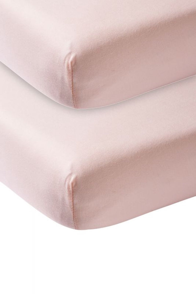 Meyco baby uni drap-housse lit junior - lot de 2 - rose tendre - 70x140 150cm