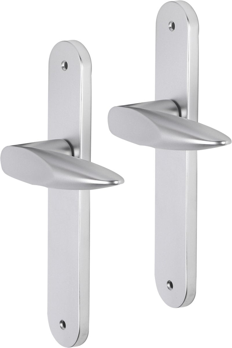 Poignée de porte Impresso - Sutton - pour l'intérieur - bouclier de porte ovale avec vis - aluminium - 2 pièces