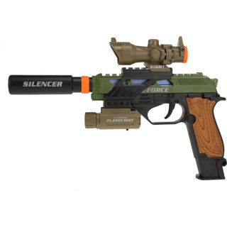 Toi-toys alfafox pistolet militairement avec la lumière et le son et la lampe de poche