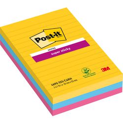 Notes super collantes post-it 101x152 mm jaune bleu rose
