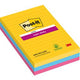 Notes super collantes post-it 101x152 mm jaune bleu rose