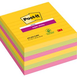 Notes super collantes post-it 101x101 jaune bleu rose