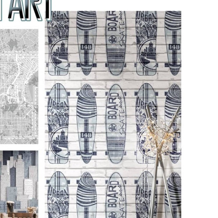 North Wall Urban Friends Wallboards Wallboards Bleu et blanc