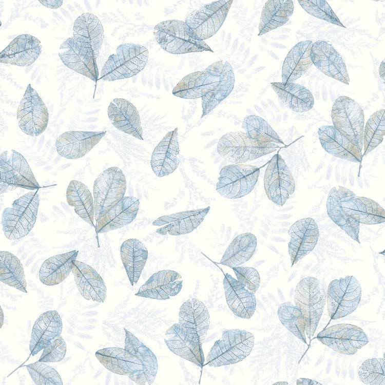 NOORDWAND NOORDWAND Fond d'écran des feuilles à feuilles persistantes blanches et bleues