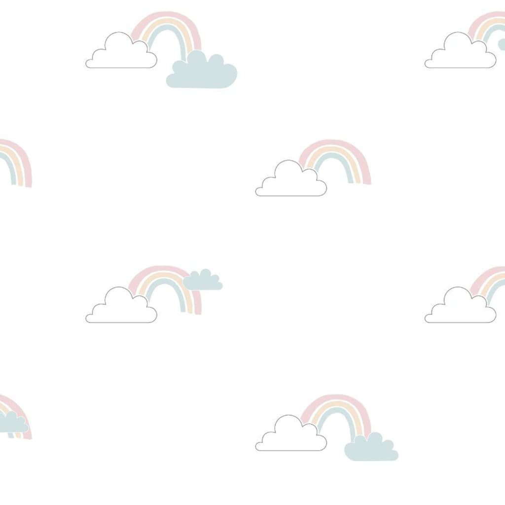 Mur North North Wall Wallpaper Baby Clouds Blanc Blue Rose