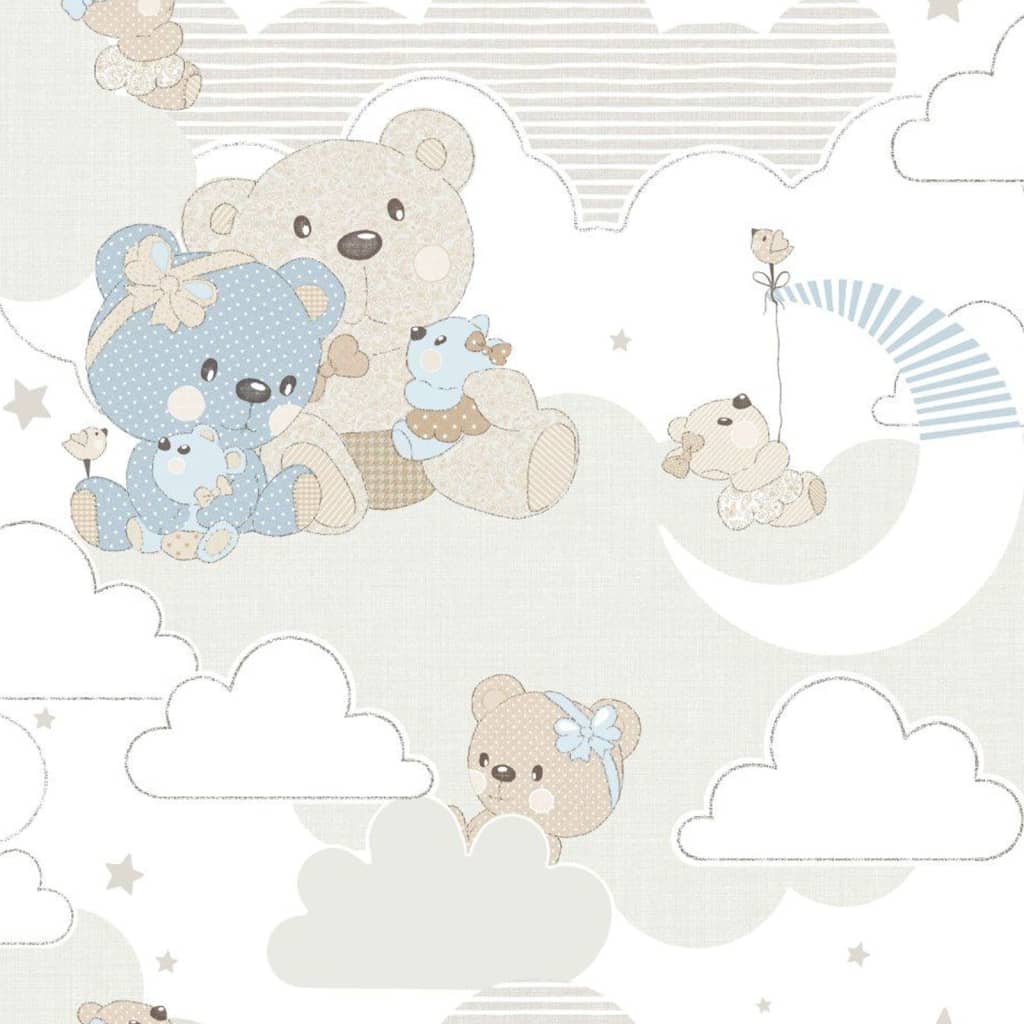 North Wall Noordwand Wallpaper Baby Hug Bears Bleu et Beige