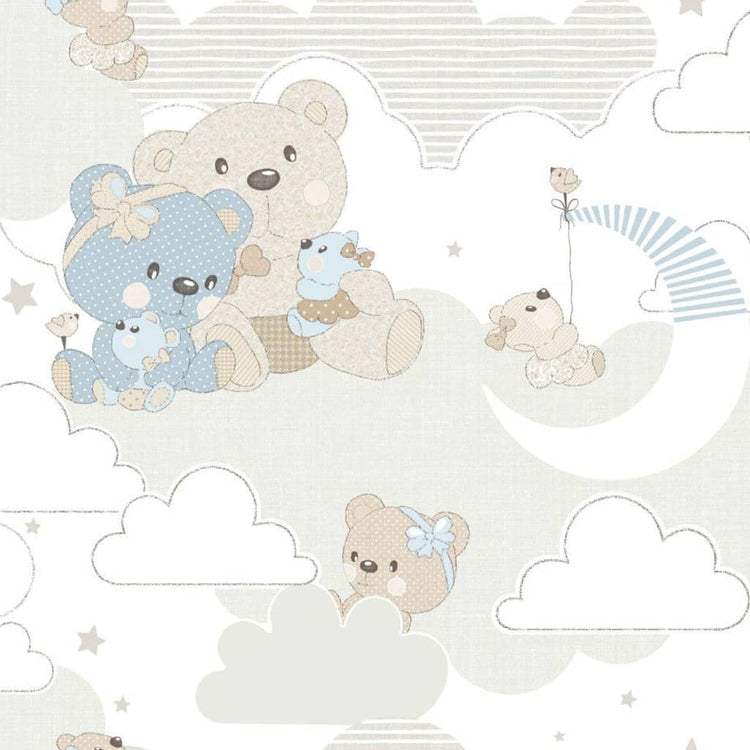 North Wall Noordwand Wallpaper Baby Hug Bears Bleu et Beige