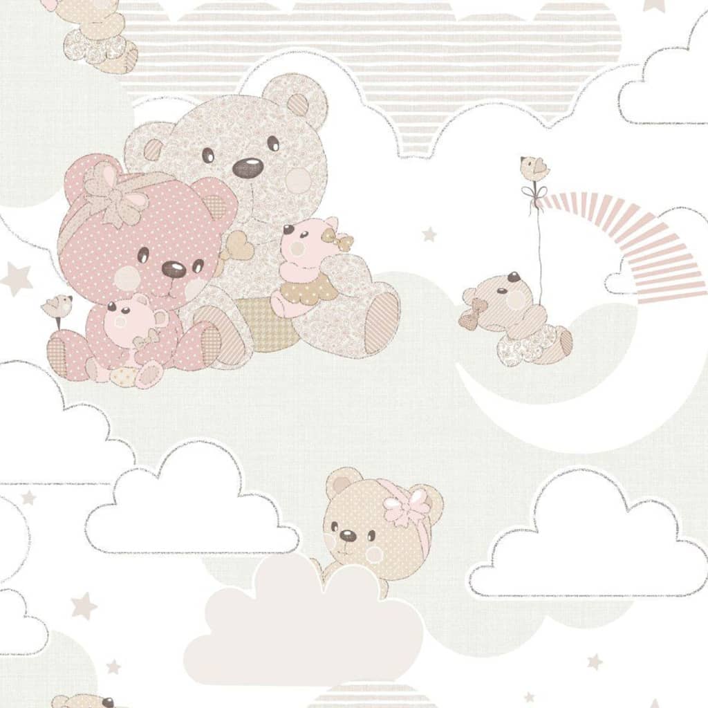 North Wall Noordwand Wallpaper Baby Hug Bears Pink and Beige