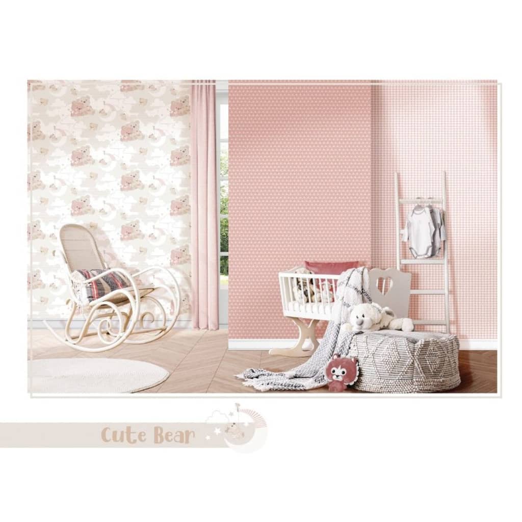 North Wall Noordwand Wallpaper Baby Hug Bears Pink and Beige