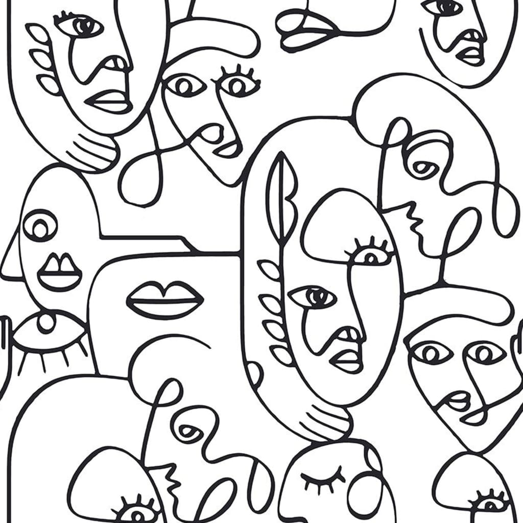 North Wall Noordwand Fond d'écran Amis Ligne de café Faces d'art blanc et noir