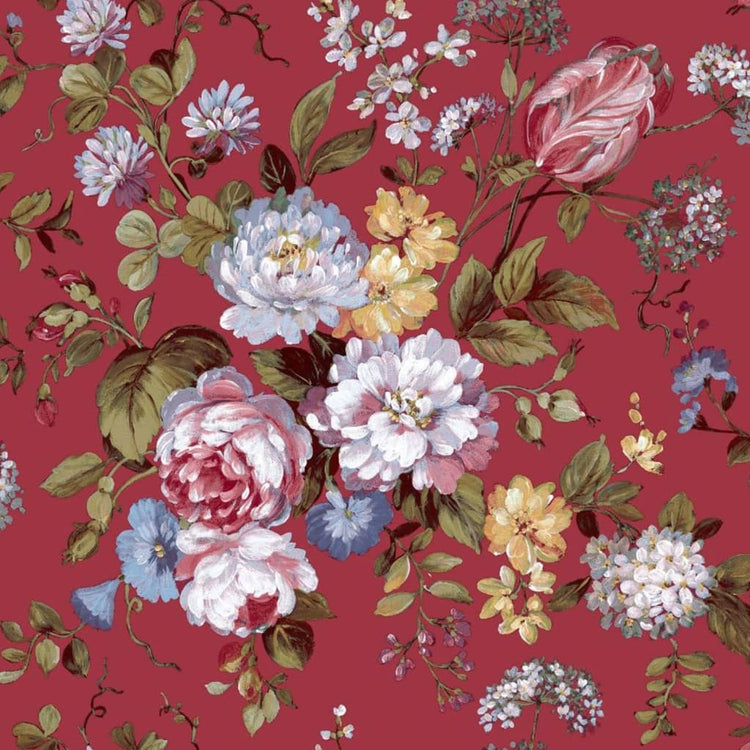 North Wall Notorwand Wallpaper Blooming Garden 6 fleurs rouges et bleus