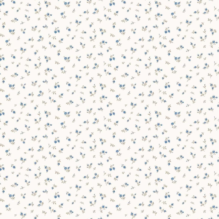 North Wall Notorwand Wallpaper Blooming Garden 6 Little Roses Blanc et Bleu