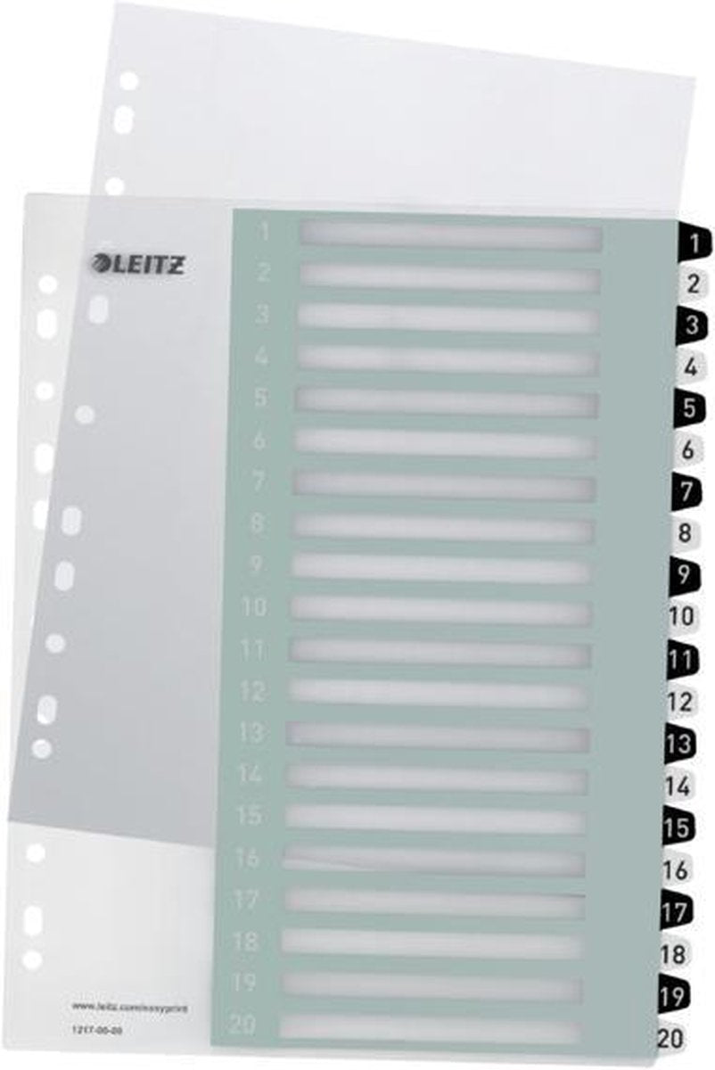 Leitz wow tab 1-20 onglets réutilisables format a4 noir et blanc