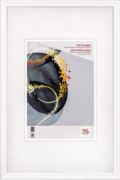 Walther select - cadre en bois - format photo 20x30 cm - verre d'art - blanc