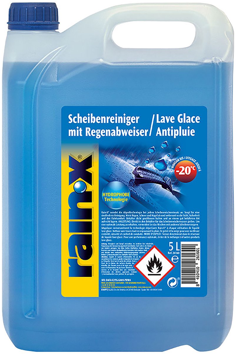 Liquide lave-glace Rain-x anti-pluie -20°c - visibilité optimale - sans méthanol - 5l