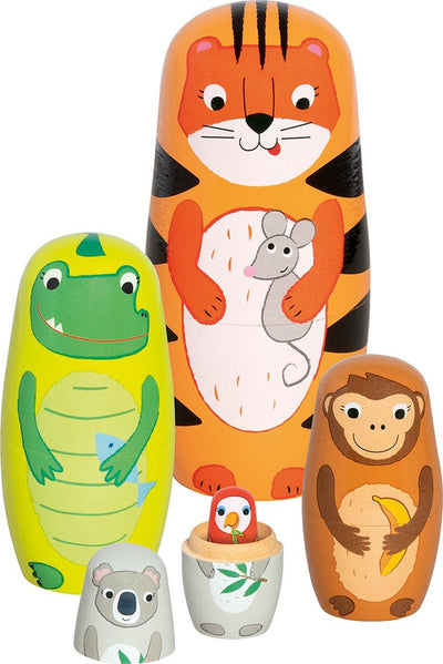 Poupées Goki matriochka - tavi et ses amis - 5 parties - bois - 3 ans