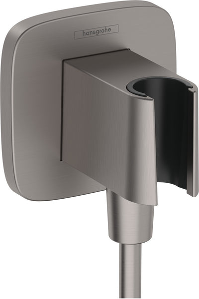 Hansgrohe fixfit - coude de raccordement mural avec support de douchette, chrome noir brossé 26887340