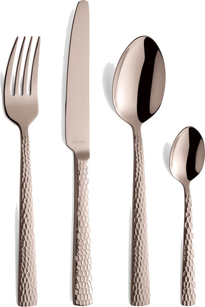 Amefa Felicity - Champagne rosé - Ménagère 24 pièces - pour 6 personnes - Acier inoxydable - Passe au lave-vaisselle - 6 personnes