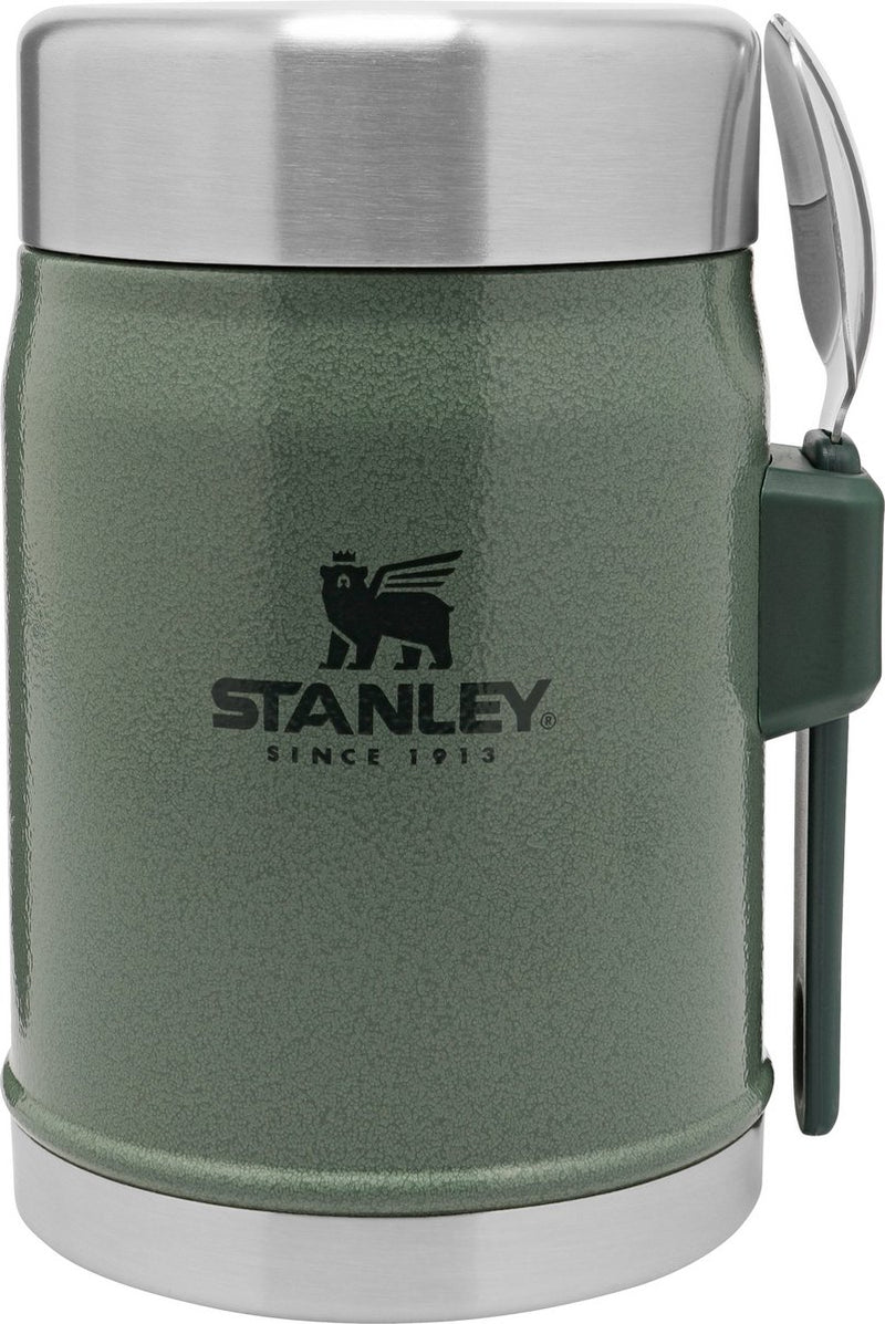 Bocal alimentaire Stanley Classic Legend 0,4 l avec cuillère - boîte à lunch thermos garde au chaud ou au froid pendant 7 heures - isolation double paroi - récipient alimentaire étanche - sans BPA - vert martelé
