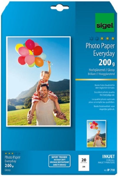 Papier photo jet d'encre Sigel - Everyday Plus - a4 - brillant - 200 grammes - 20 feuilles - si-ip710