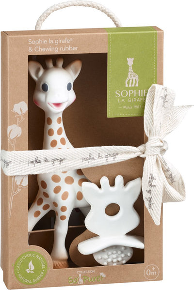 Coffret jouet de dentition so'pure Sophie la girafe - tétine de dentition so'pure - 100% caoutchouc naturel - dès 0 mois - 2 pièces