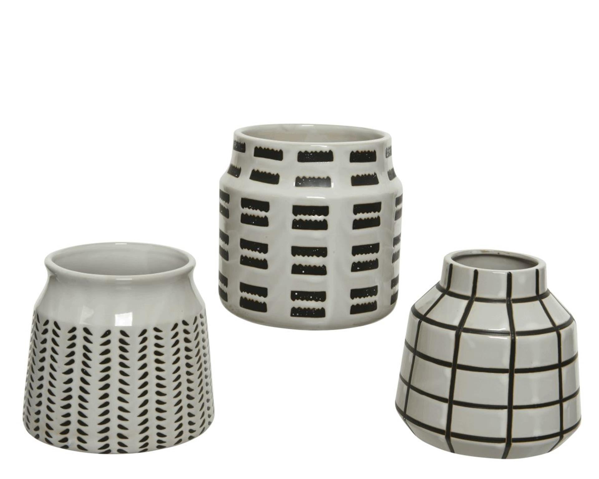 Vase Decoris porcelaine blanc noir