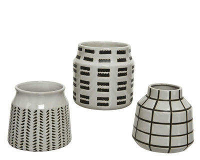 Vase Decoris porcelaine blanc noir