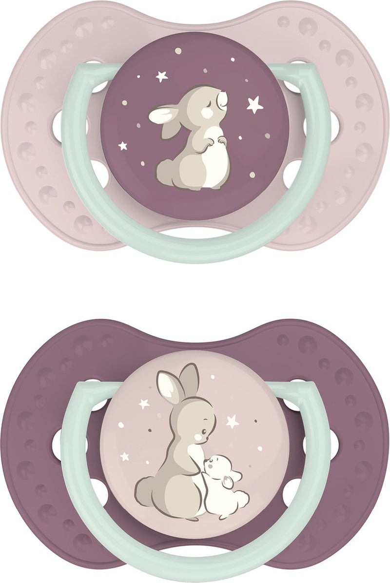 Difrax lovi sucette dynamique - classe - 0 à 6 mois - rose beige - 2 pièces