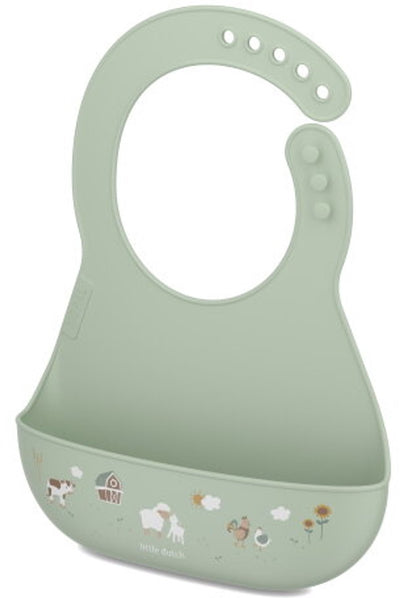 Mepal mio bavoir little dutch - fermeture réglable - bac de récupération des restes de nourriture - passe au lave-vaisselle - petite ferme