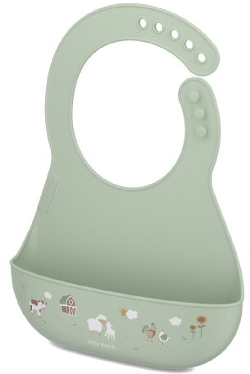 Mepal mio bavoir little dutch - fermeture réglable - bac de récupération des restes de nourriture - passe au lave-vaisselle - petite ferme
