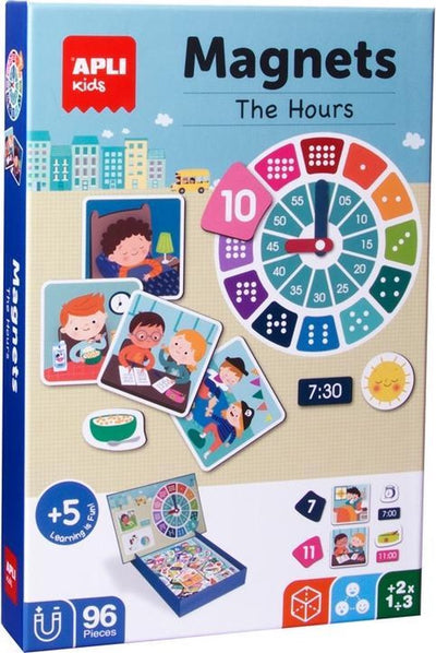 Les enfants d'Apli apprennent à lire l'heure, jeu magnétique