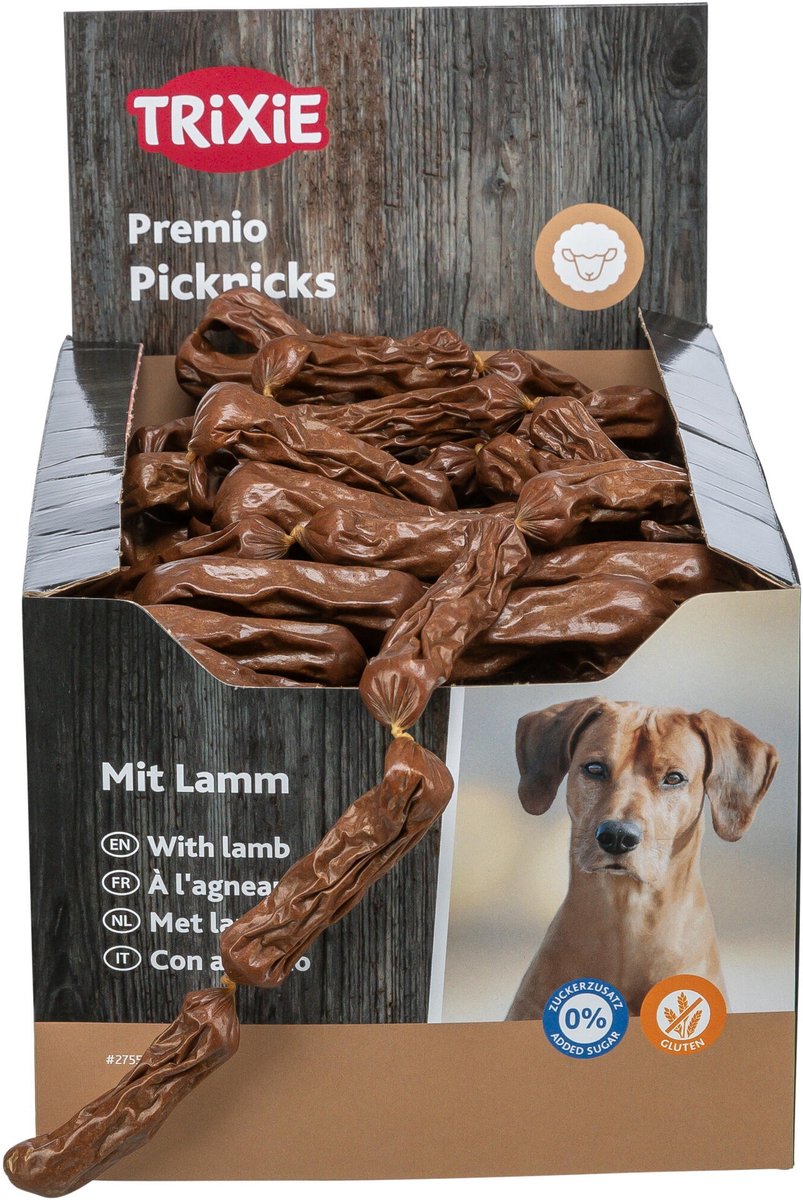 Trixie chaîne de saucisses d'agneau 200g - snacks séchés à l'air - teneur en viande 94%, longueur 8 cm