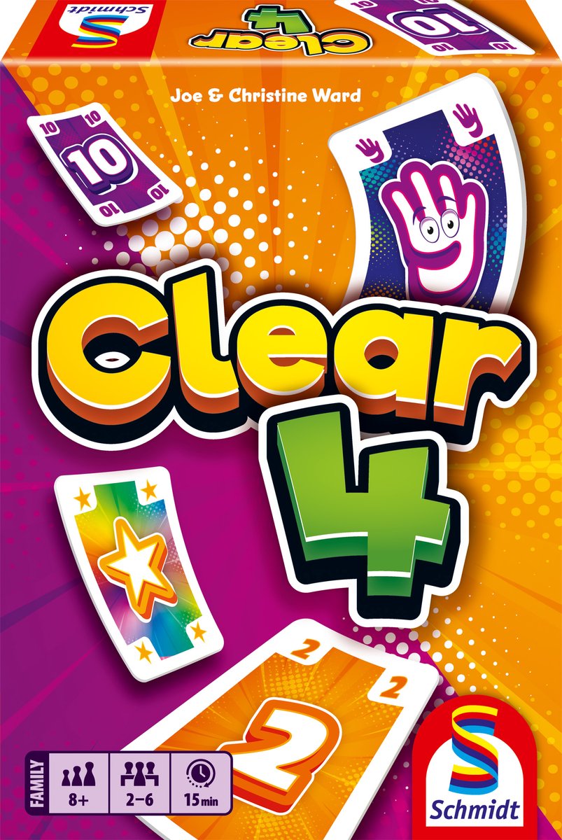 Schmidt ® - clear 4 - jeu de cartes rapide - jeu d'action avec cartes push et joker - à partir de 8 ans - 2-4 joueurs