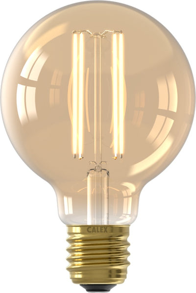 Lampe LED à filament Calex - Source de lumière vintage G80 - E27 - or - lumière blanc chaud - dimmable