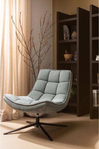 Fauteuil pivotant Woood maudi - polyester - pierre bleue - 84x74x86
