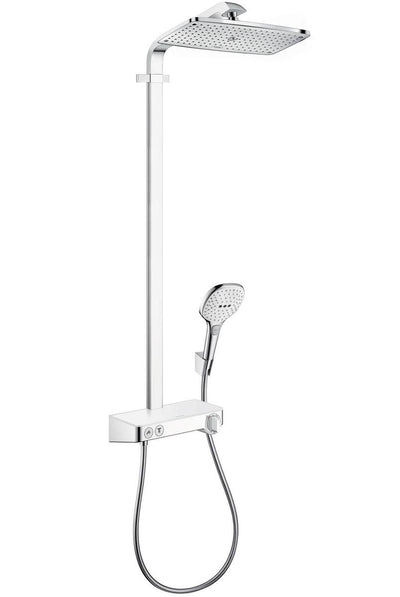 Hansgrohe raindance e showerpipe 360 1jet avec tablette de douche select 300 blanc chromé