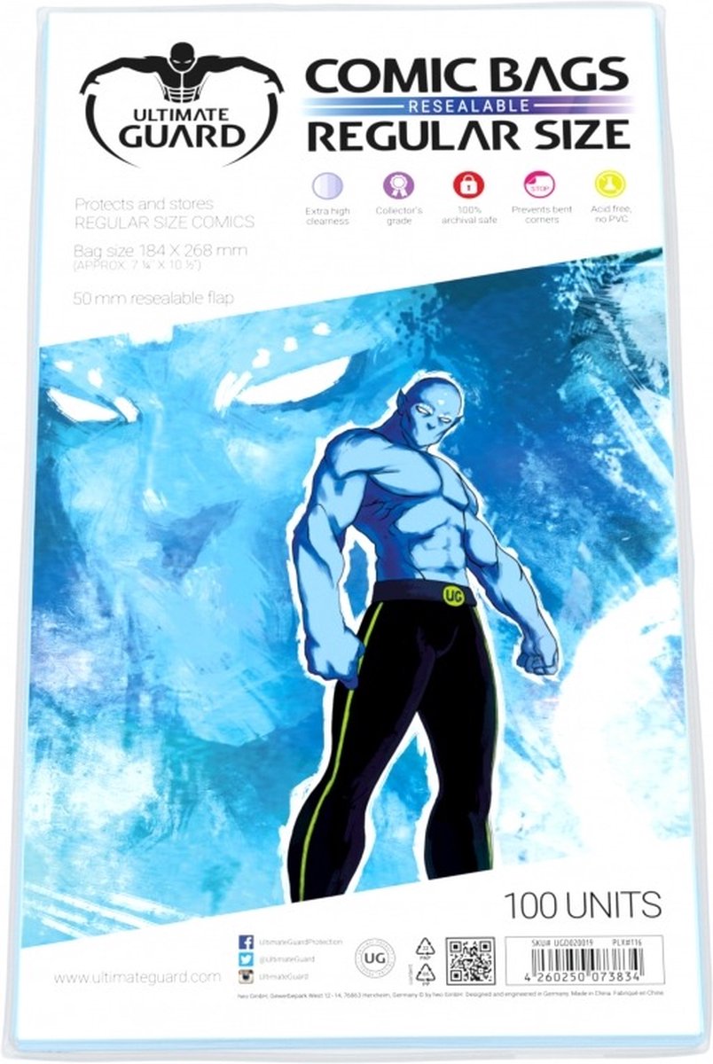 Sacs de bandes dessinées Ultimate Guard refermables (100) - taille régulière